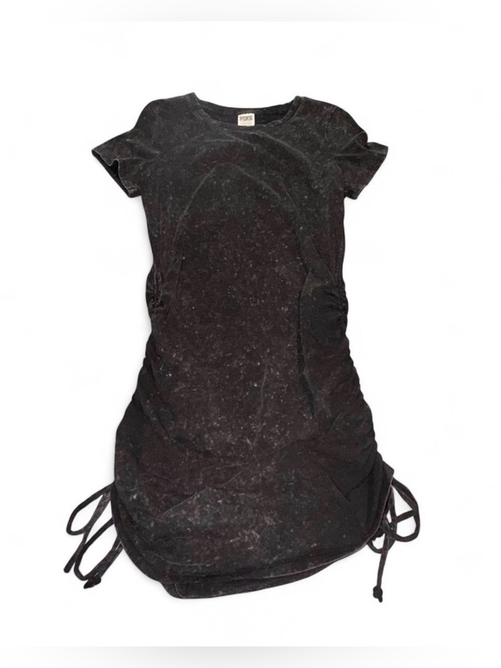 PINK Victoria's Secret Black Short Sleeve Ruched Mini Dress